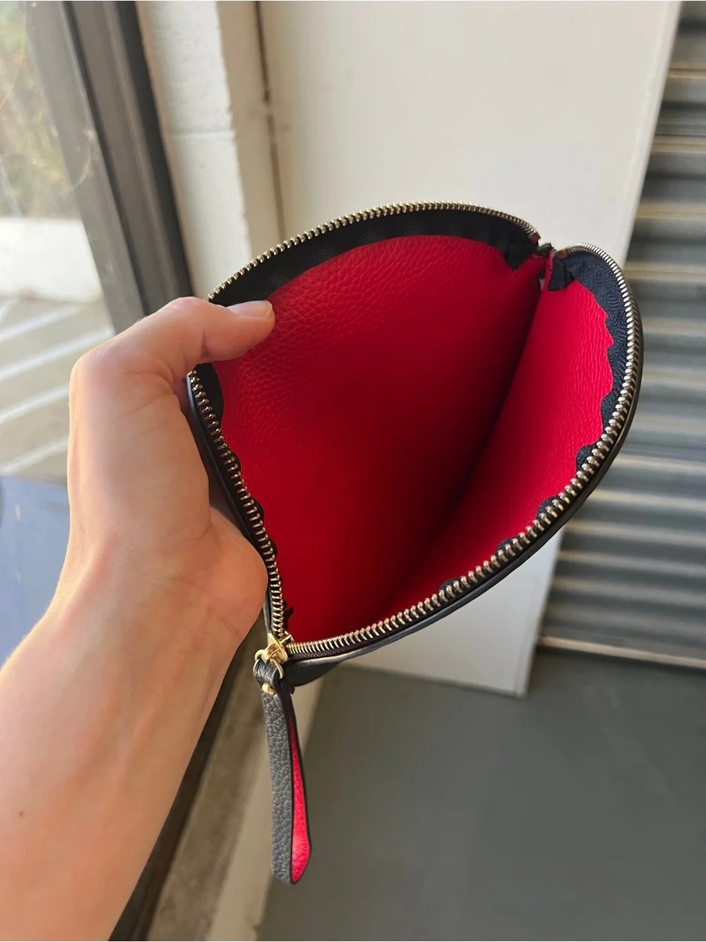 Remi Reid Clutch Leather Black Exterior with Red Interior